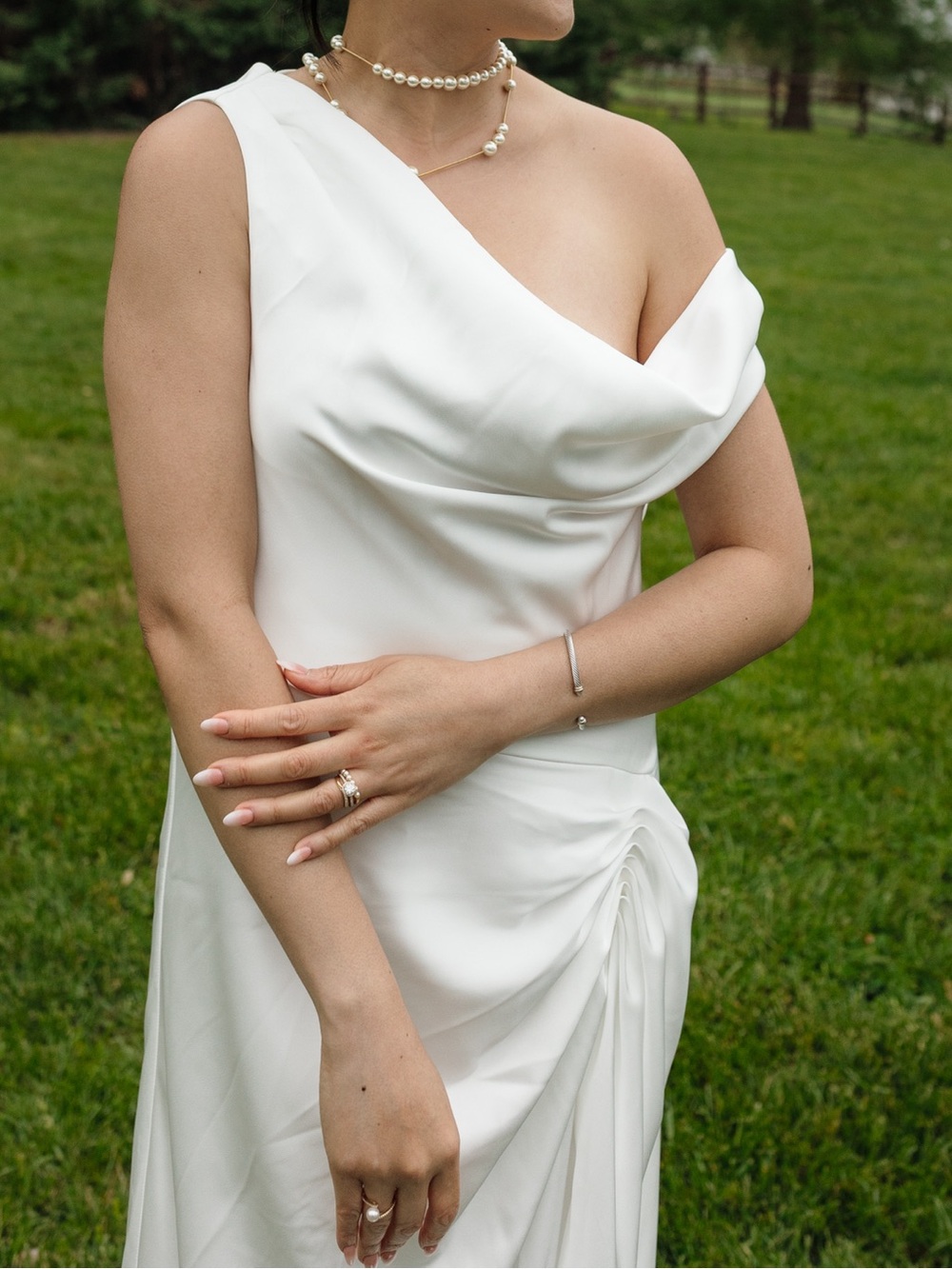 ET OCHS Camilla off shoulder Ivory Satin Evening Gown